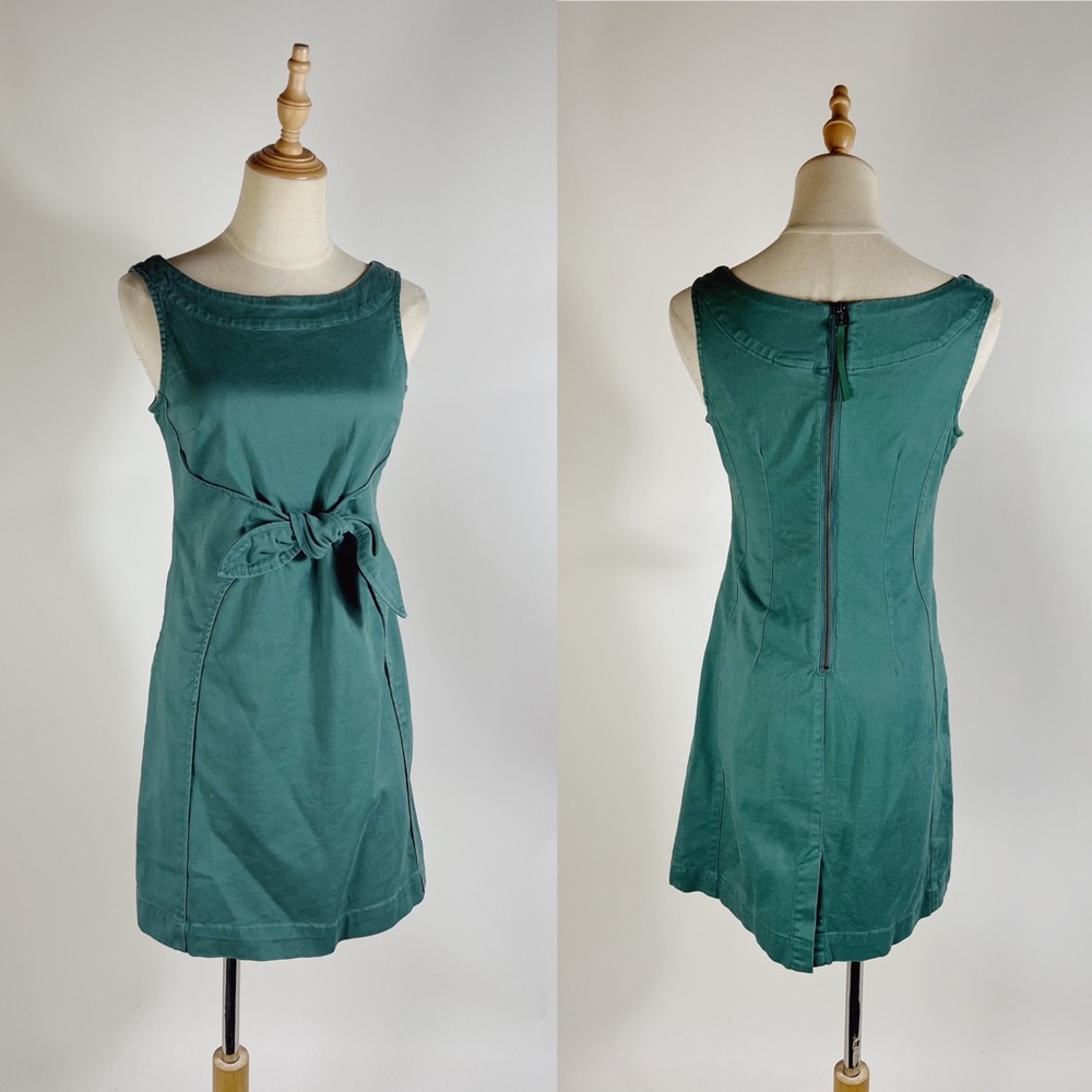 ANTHRO HOLDING HORSES Tie Front Stretch Canvas Sleeveless Dress Womens 0 Petite